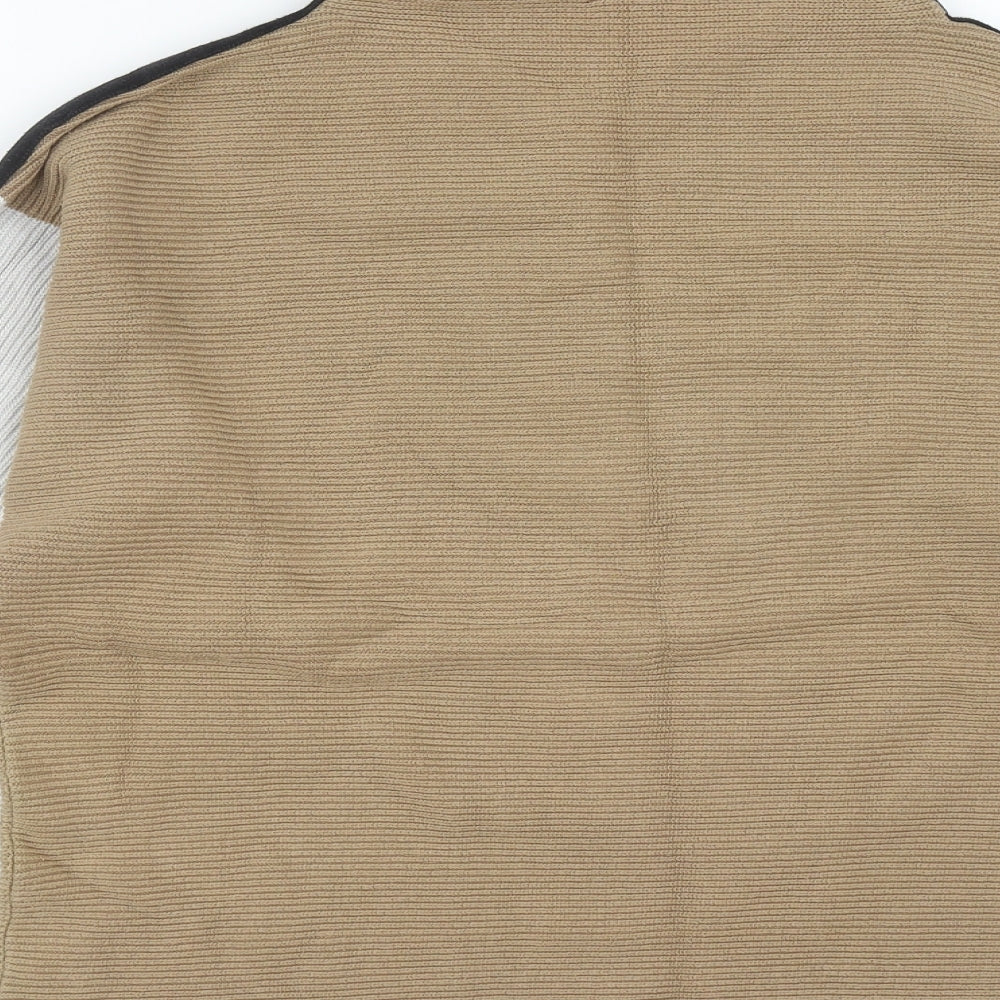 M&Co Womens Brown High Neck  Cotton Pullover Jumper Size 12