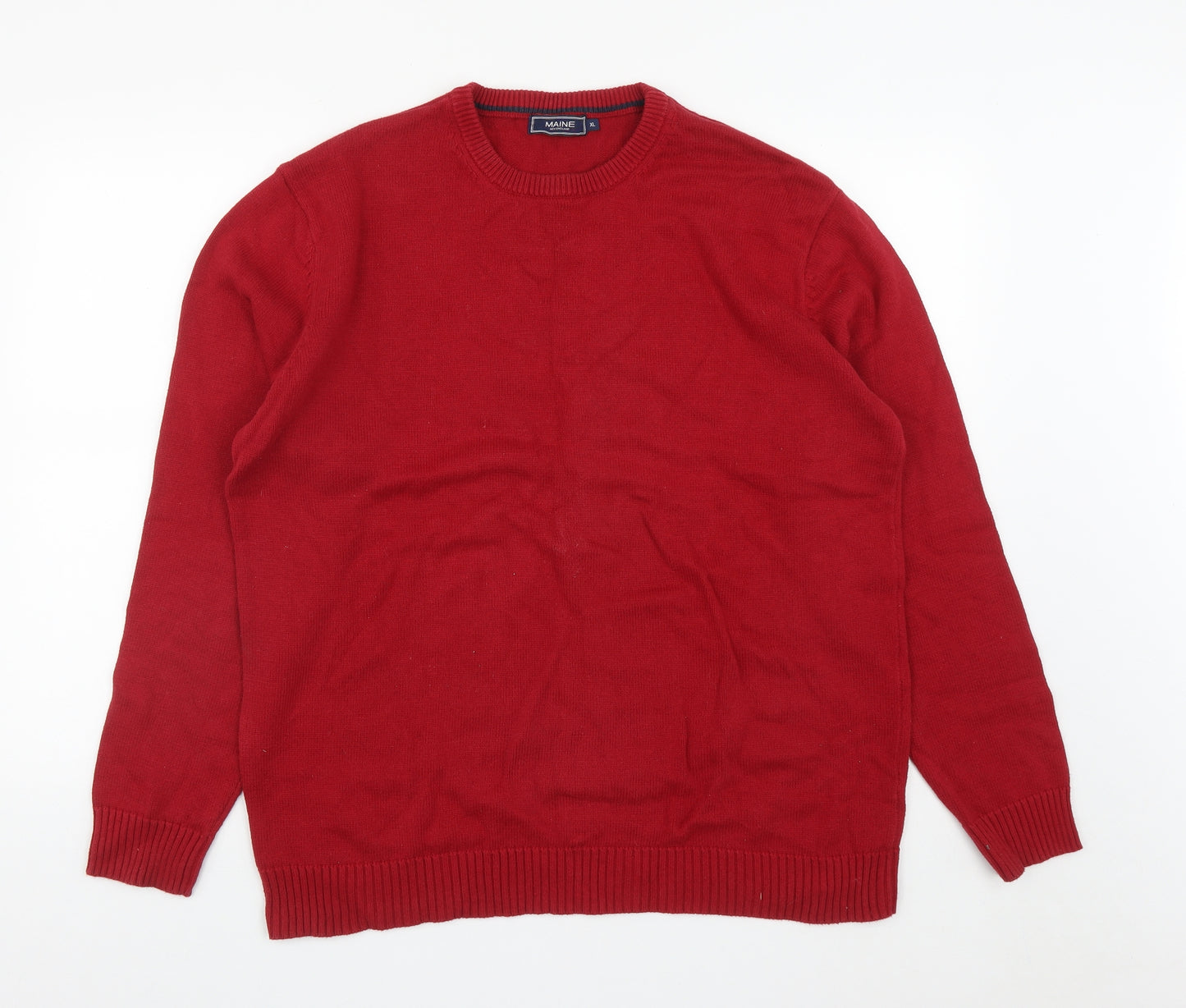 Debenhams Mens Red Round Neck  Cotton Pullover Jumper Size XL