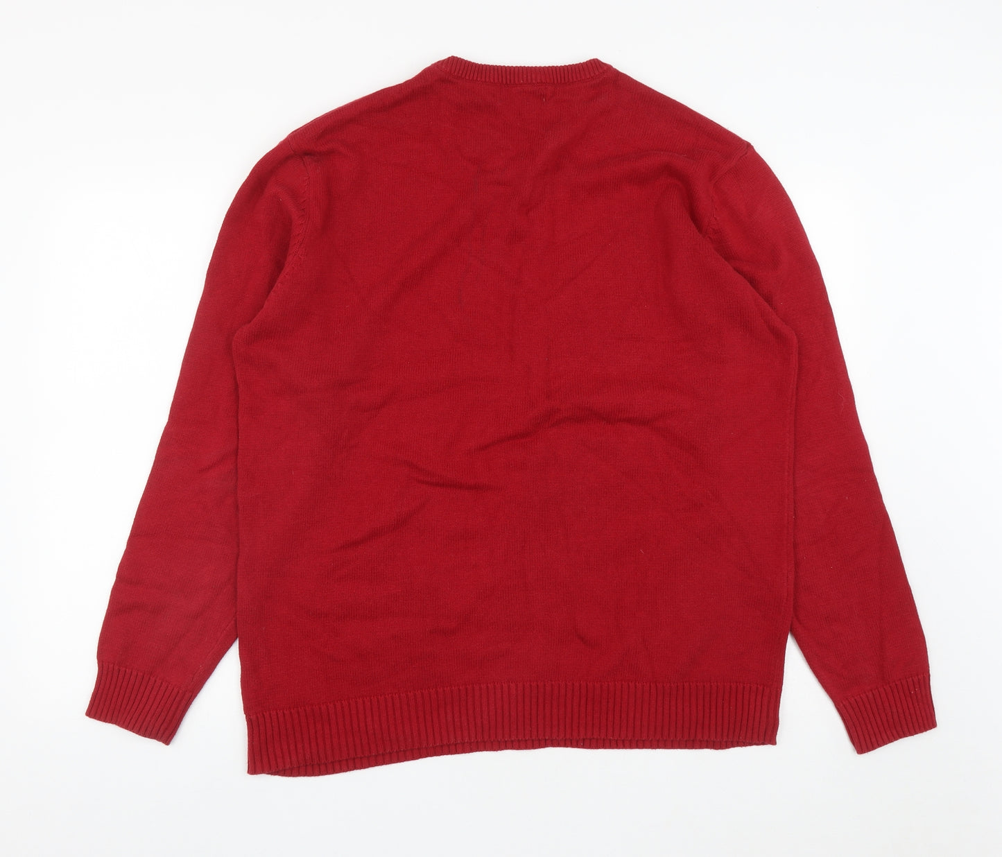 Debenhams Mens Red Round Neck  Cotton Pullover Jumper Size XL
