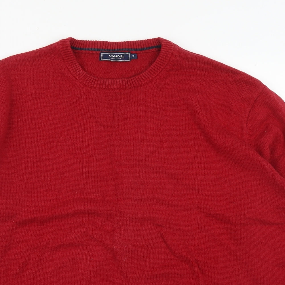 Debenhams Mens Red Round Neck  Cotton Pullover Jumper Size XL