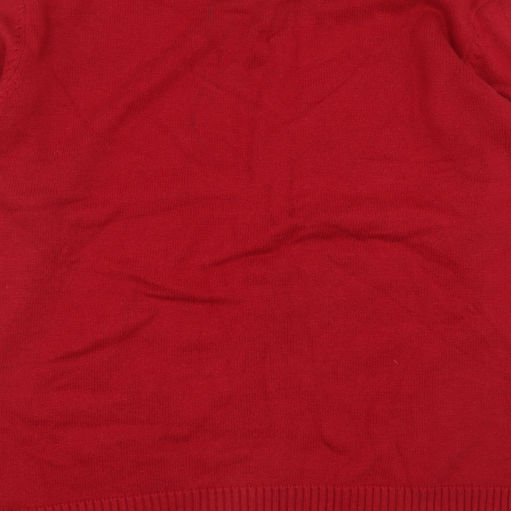 Debenhams Mens Red Round Neck  Cotton Pullover Jumper Size XL