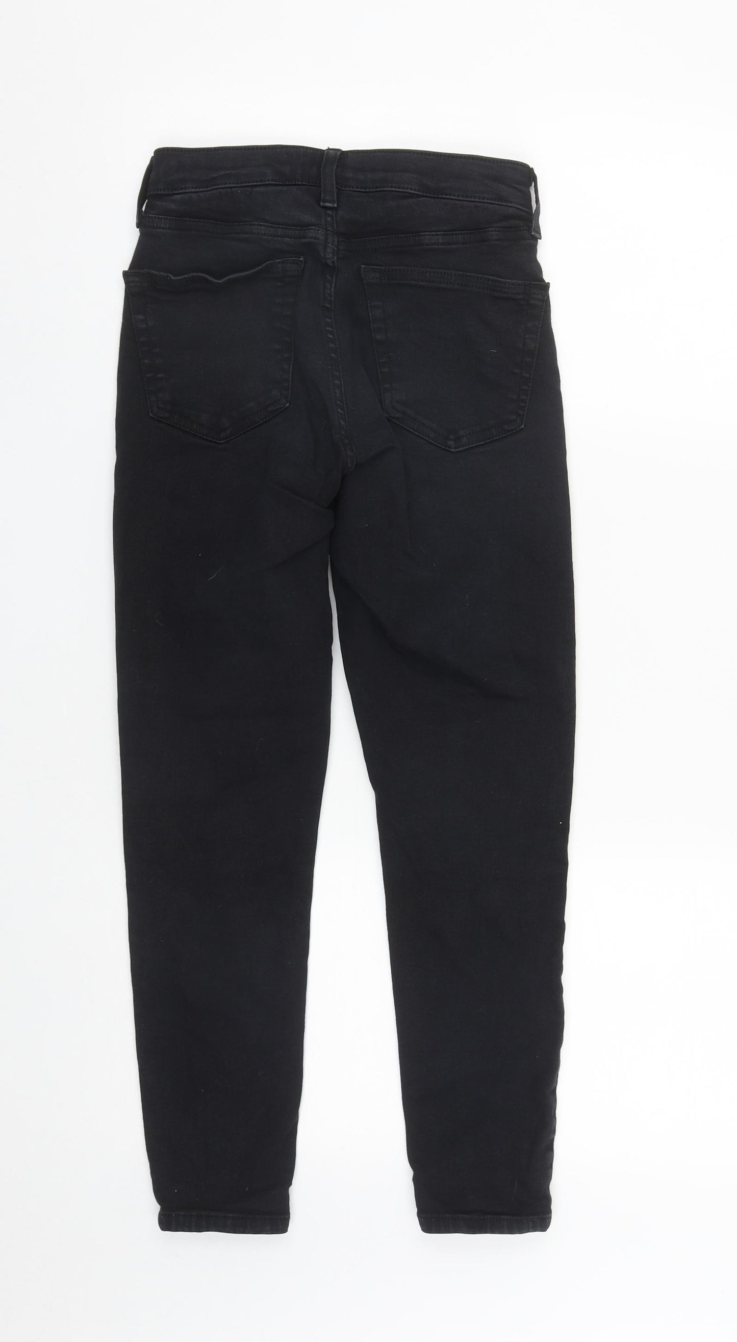 Topshop Womens Black  Cotton Cropped Jeans Size 26 in L24 in Regular Zip