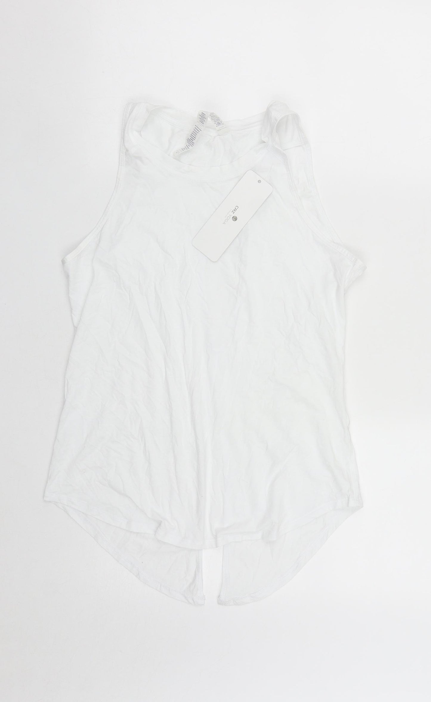 Crz Yoga Womens White  Cotton Basic T-Shirt Size 8 Round Neck