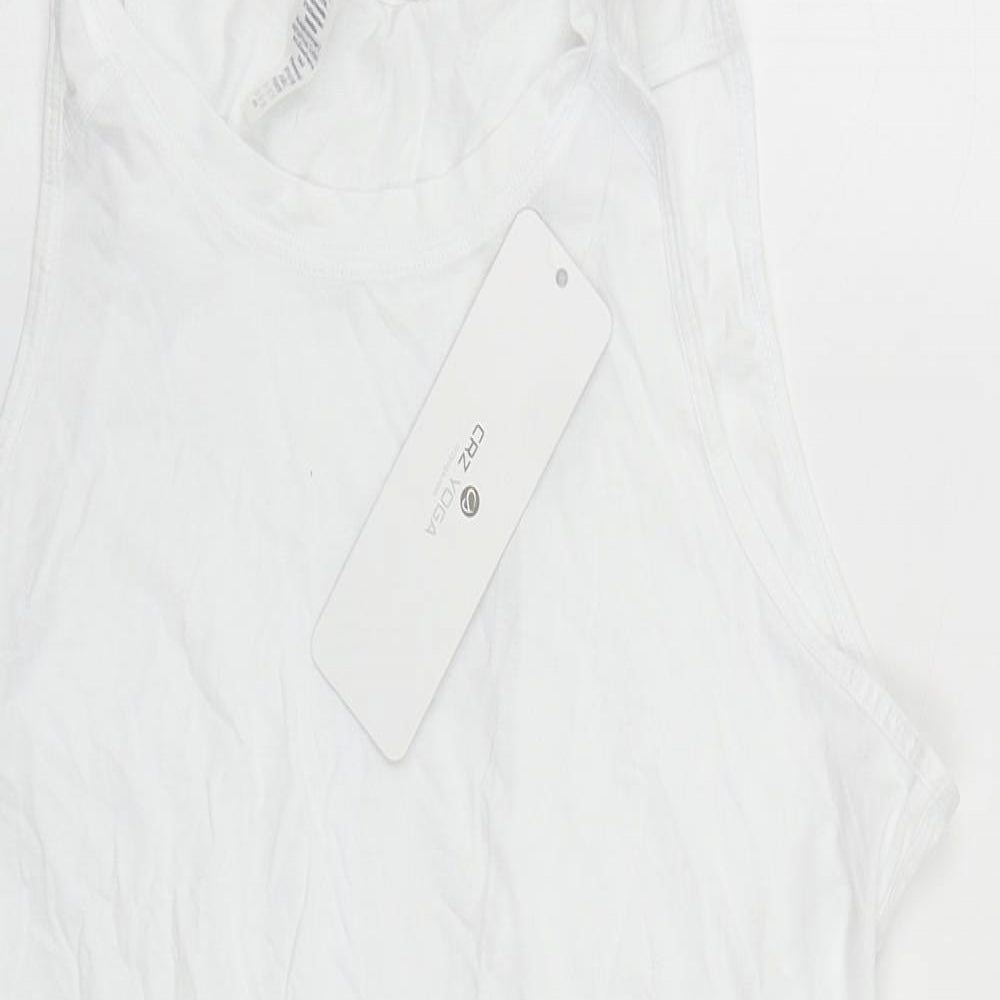 Crz Yoga Womens White  Cotton Basic T-Shirt Size 8 Round Neck