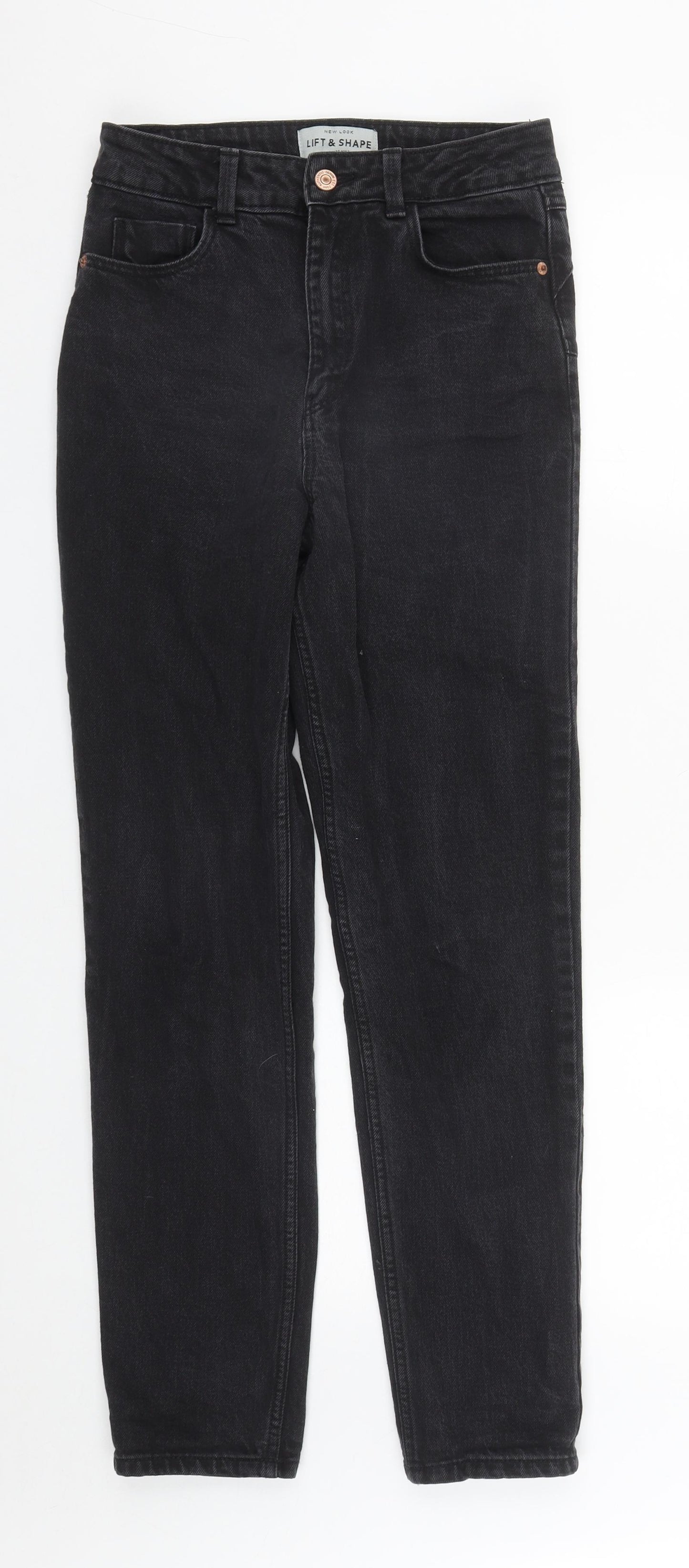 New Look Womens Black  Cotton Straight Jeans Size 6 L29 in Regular Zip