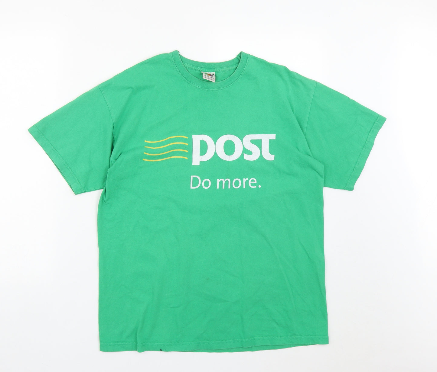 Fruit of the Loom Mens Green  Cotton  T-Shirt Size L Round Neck