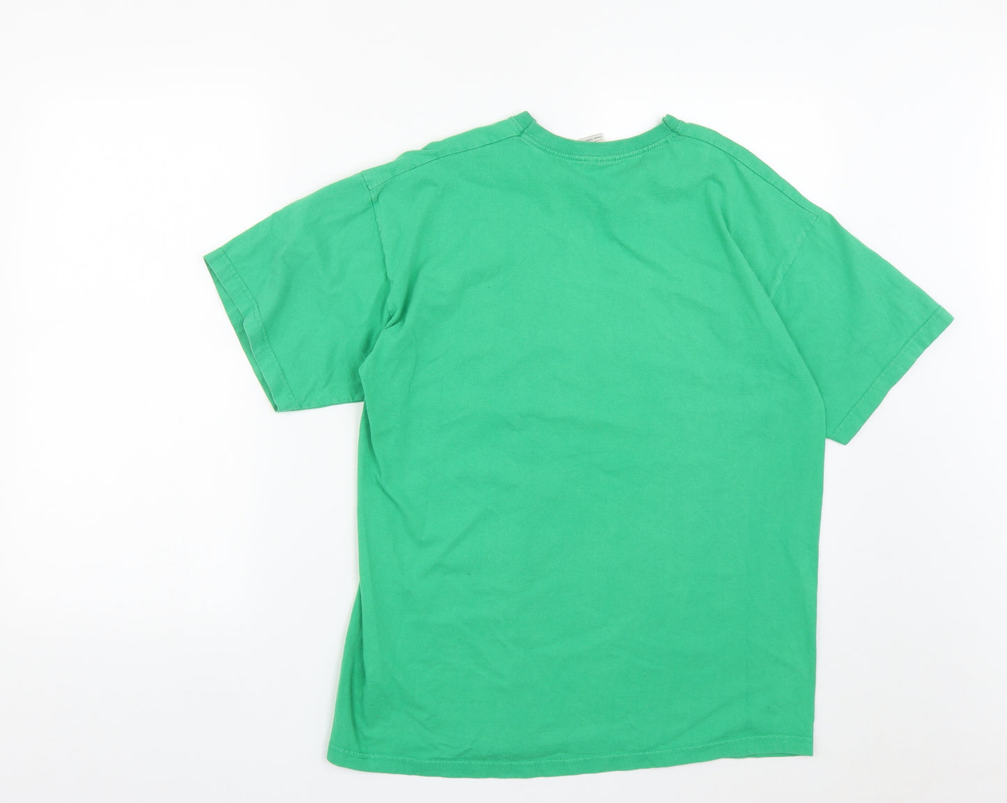 Fruit of the Loom Mens Green  Cotton  T-Shirt Size L Round Neck