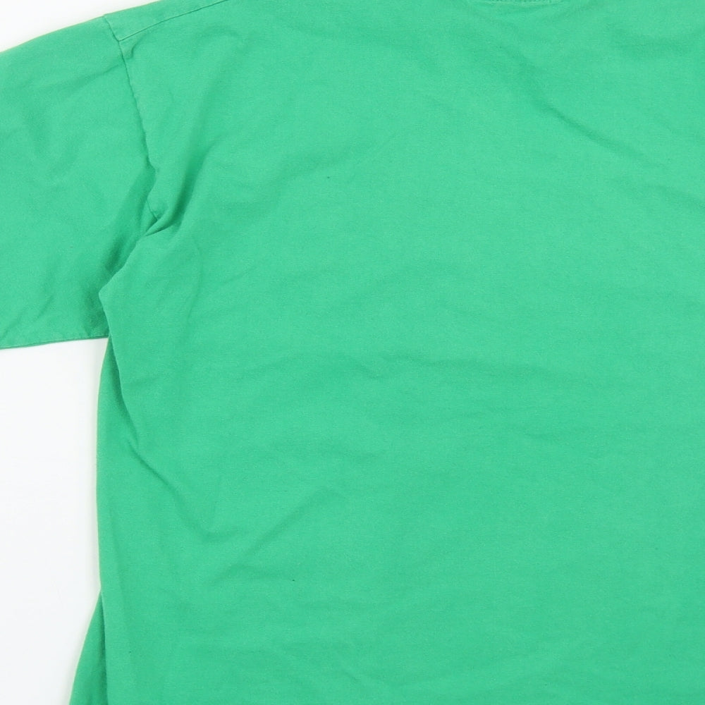 Fruit of the Loom Mens Green  Cotton  T-Shirt Size L Round Neck
