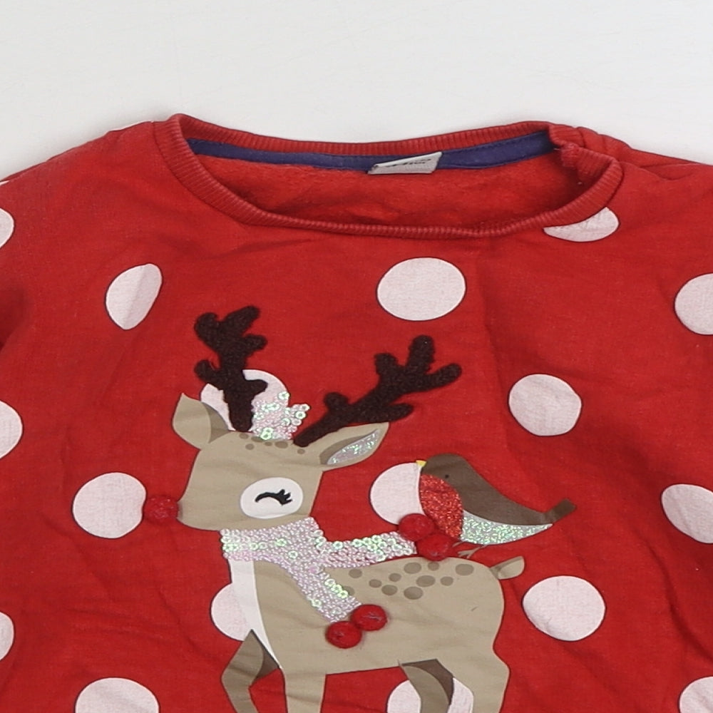 TU Girls Red  Cotton Pullover Jumper Size 18-24 Months  Pullover - Christmas Jumper