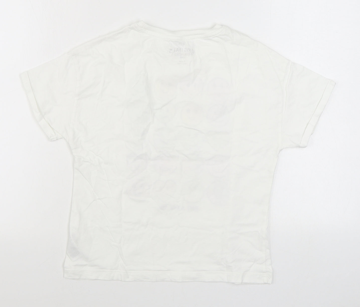 Marks and Spencer Boys White  100% Cotton Basic T-Shirt Size 11-12 Years Round Neck Pullover