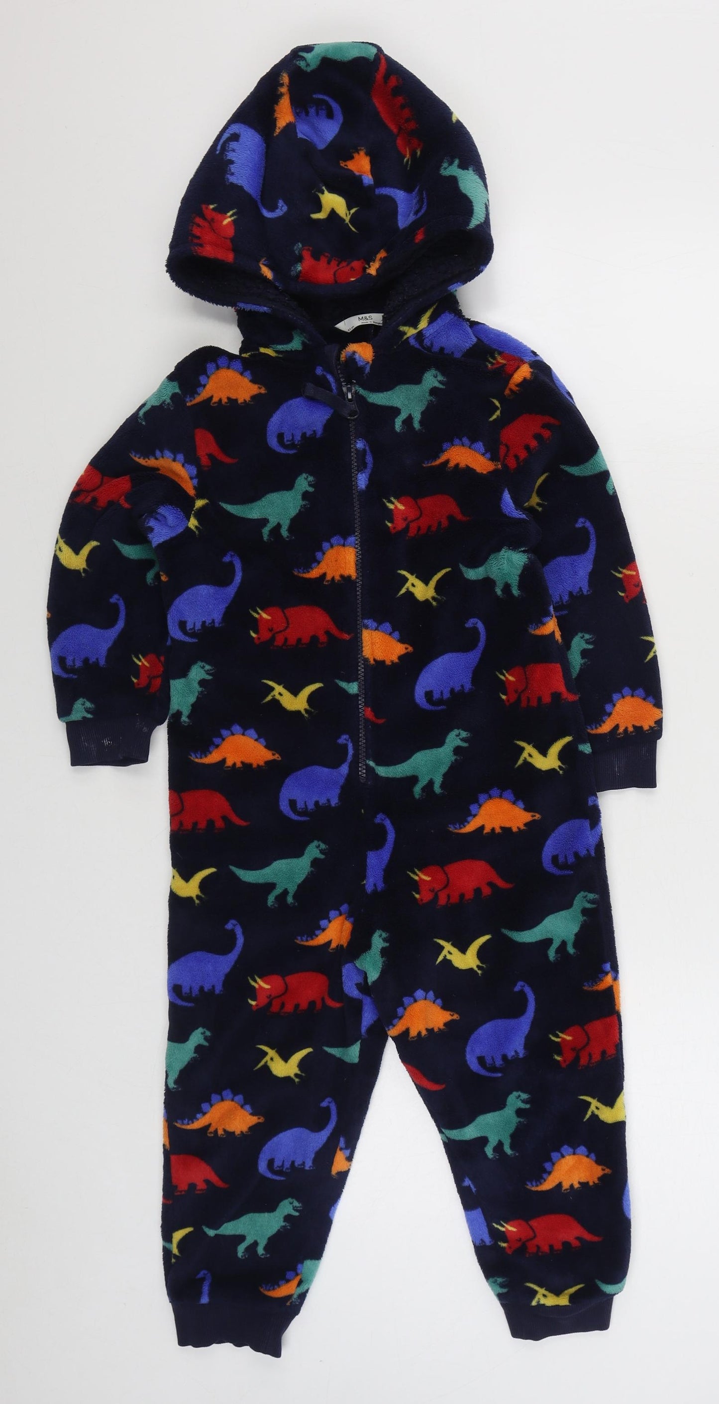 Marks and Spencer Boys Blue Geometric Polyester  One Piece Size 4-5 Years  Zip