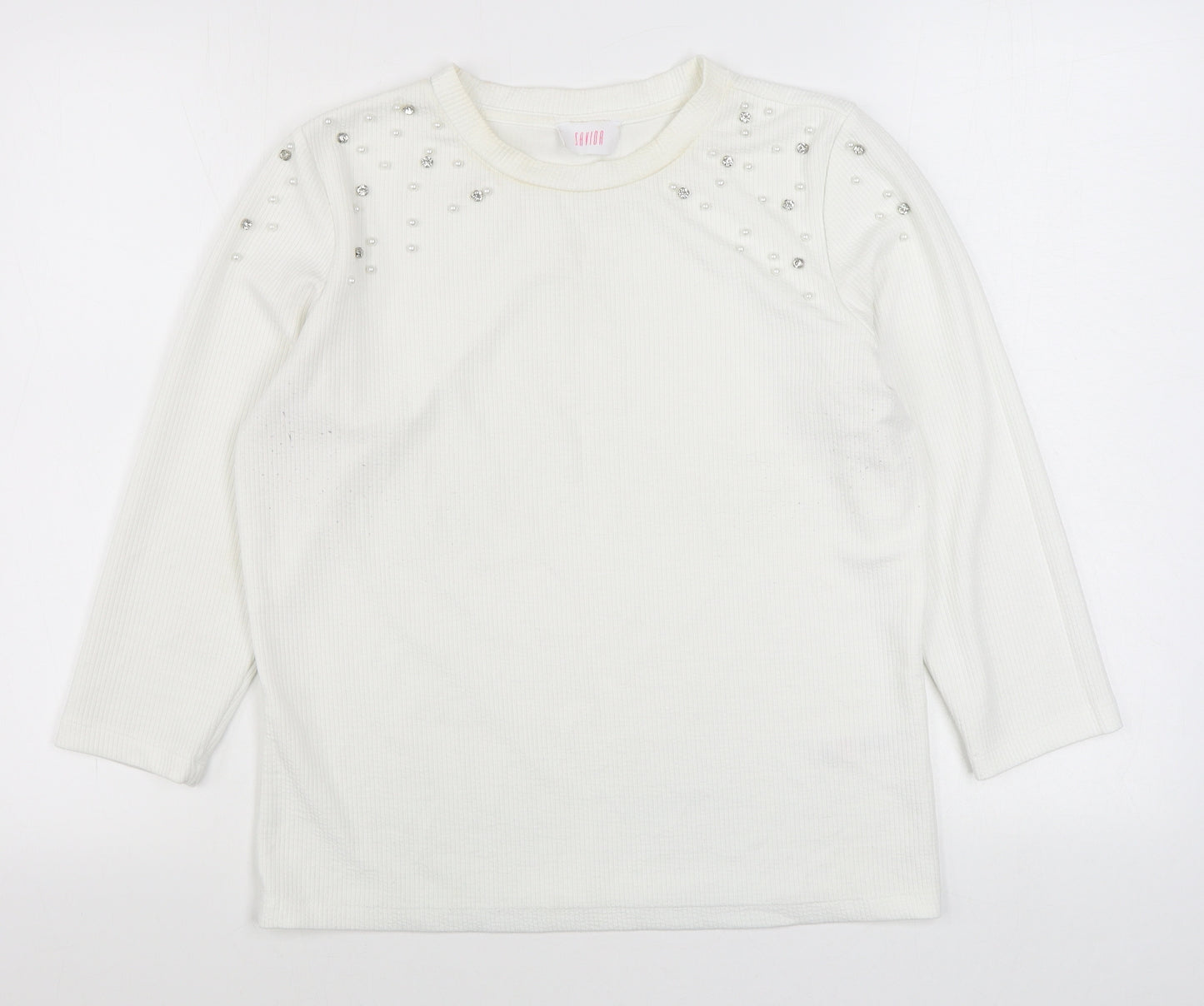 Savida Womens White Roll Neck  Polyester Pullover Jumper Size XL