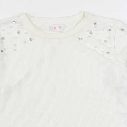 Savida Womens White Roll Neck  Polyester Pullover Jumper Size XL