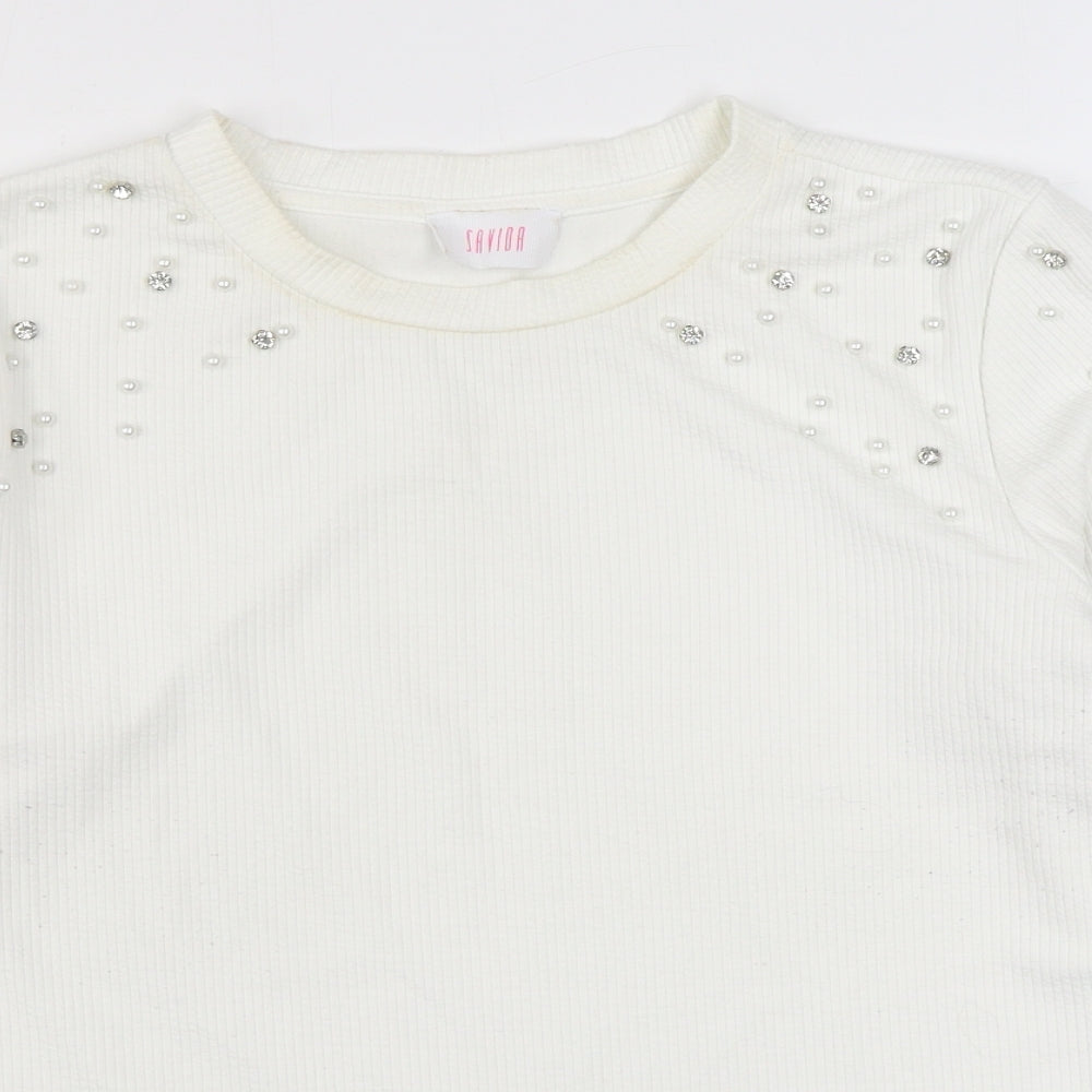 Savida Womens White Roll Neck  Polyester Pullover Jumper Size XL