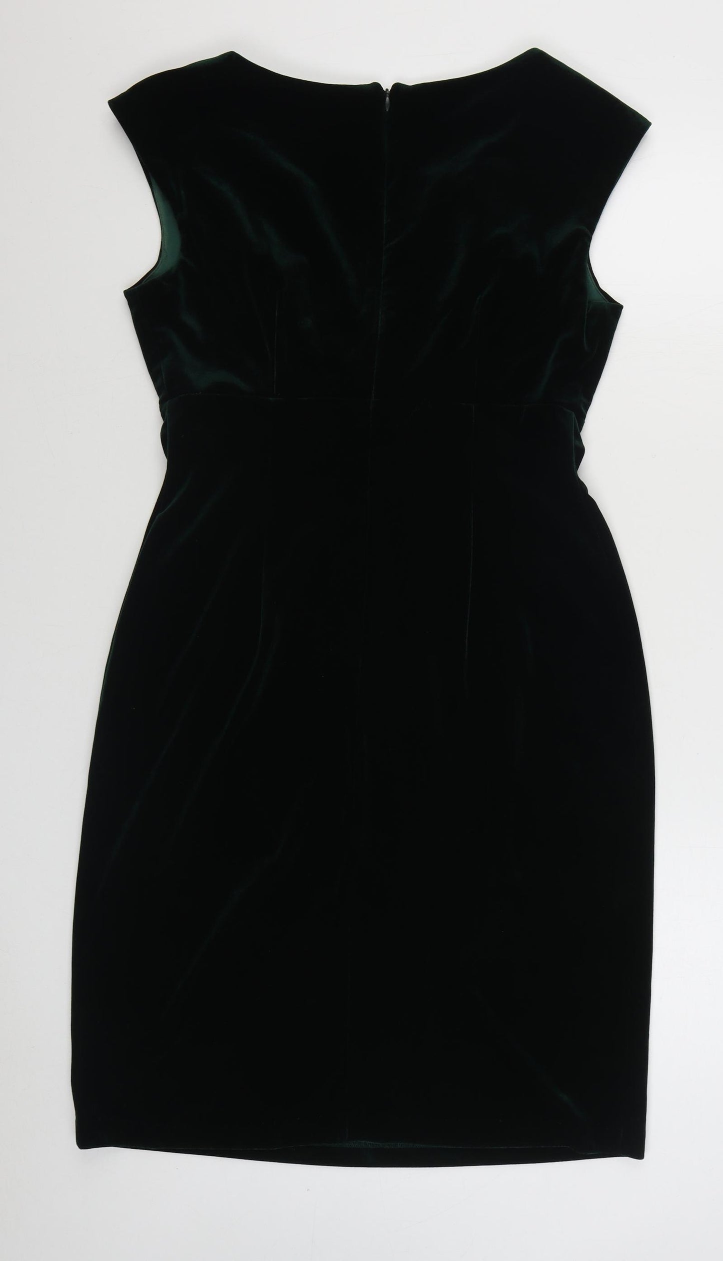 Connected Apparel Womens Green  Polyester Sheath  Size 8  V-Neck Zip