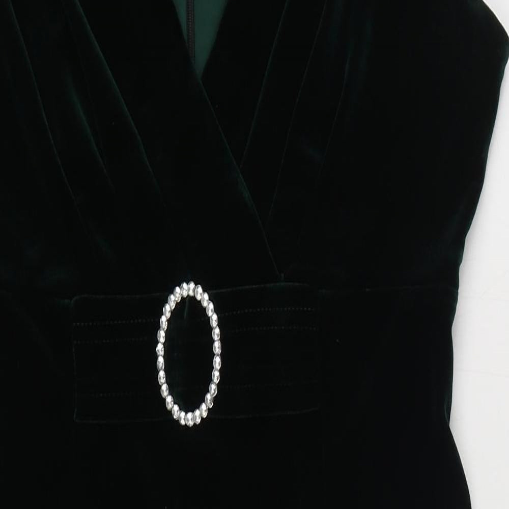 Connected Apparel Womens Green  Polyester Sheath  Size 8  V-Neck Zip