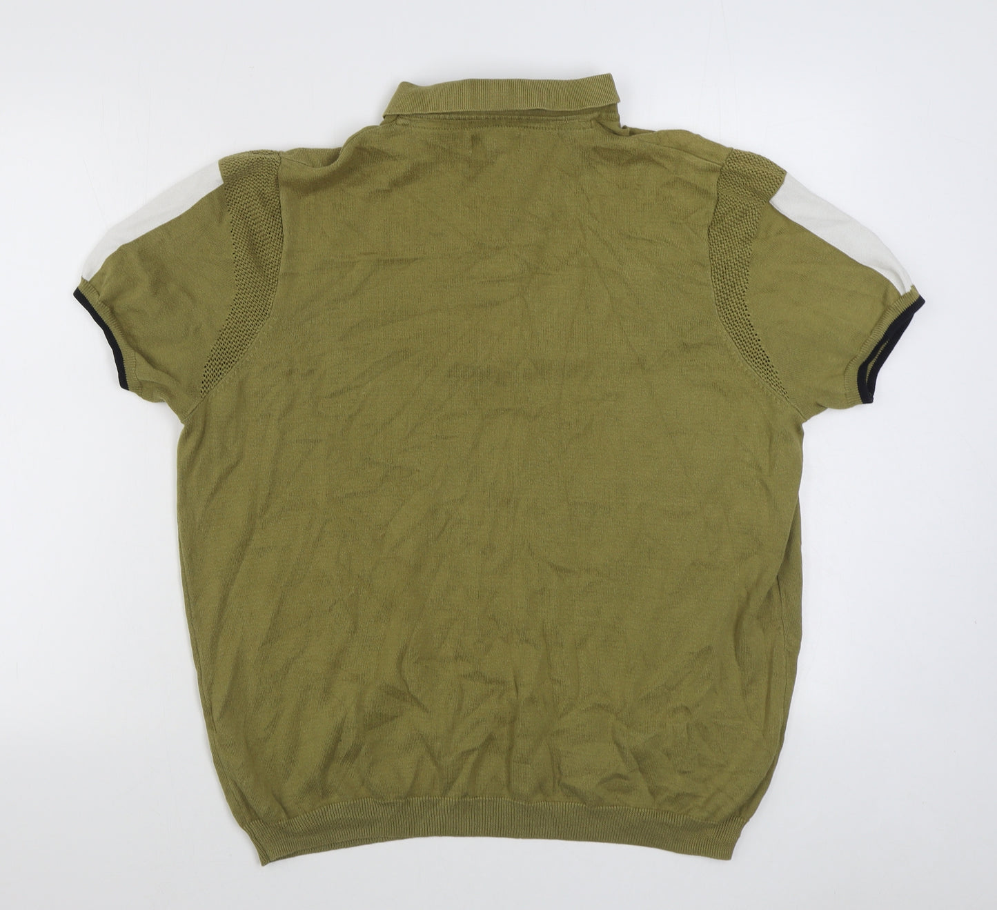 River Island Mens Green  Cotton  Polo Size XL Collared Pullover