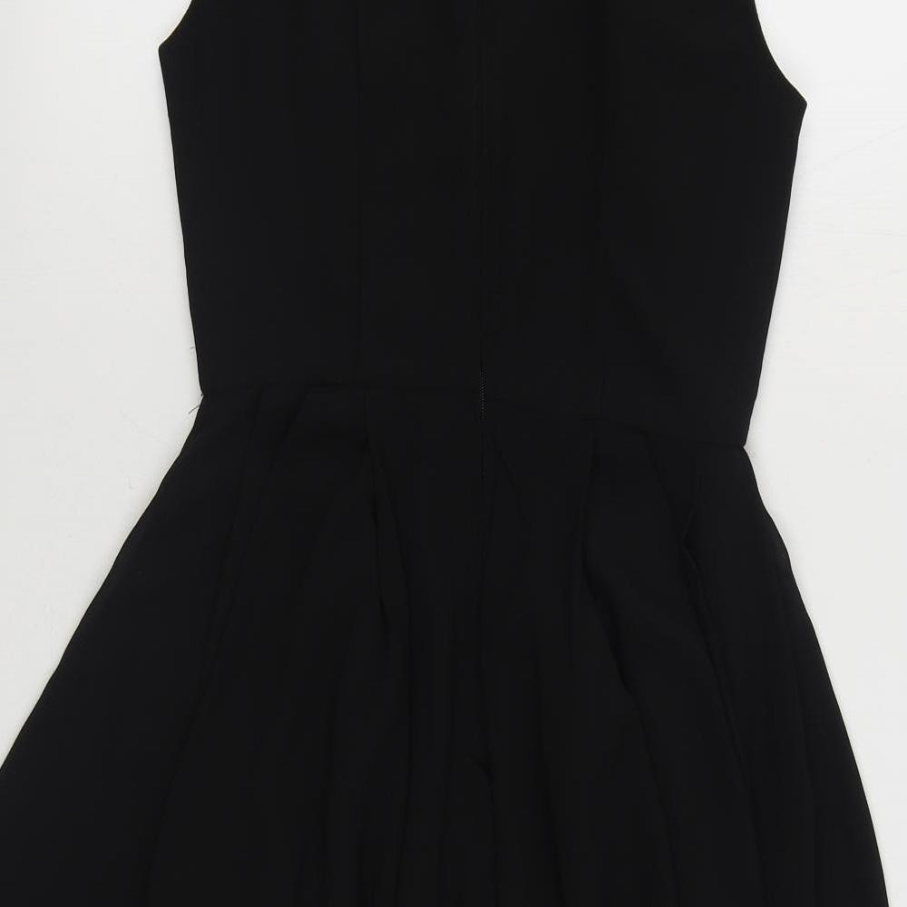 Pagani Womens Black  Polyester Skater Dress  Size 8  Boat Neck Zip