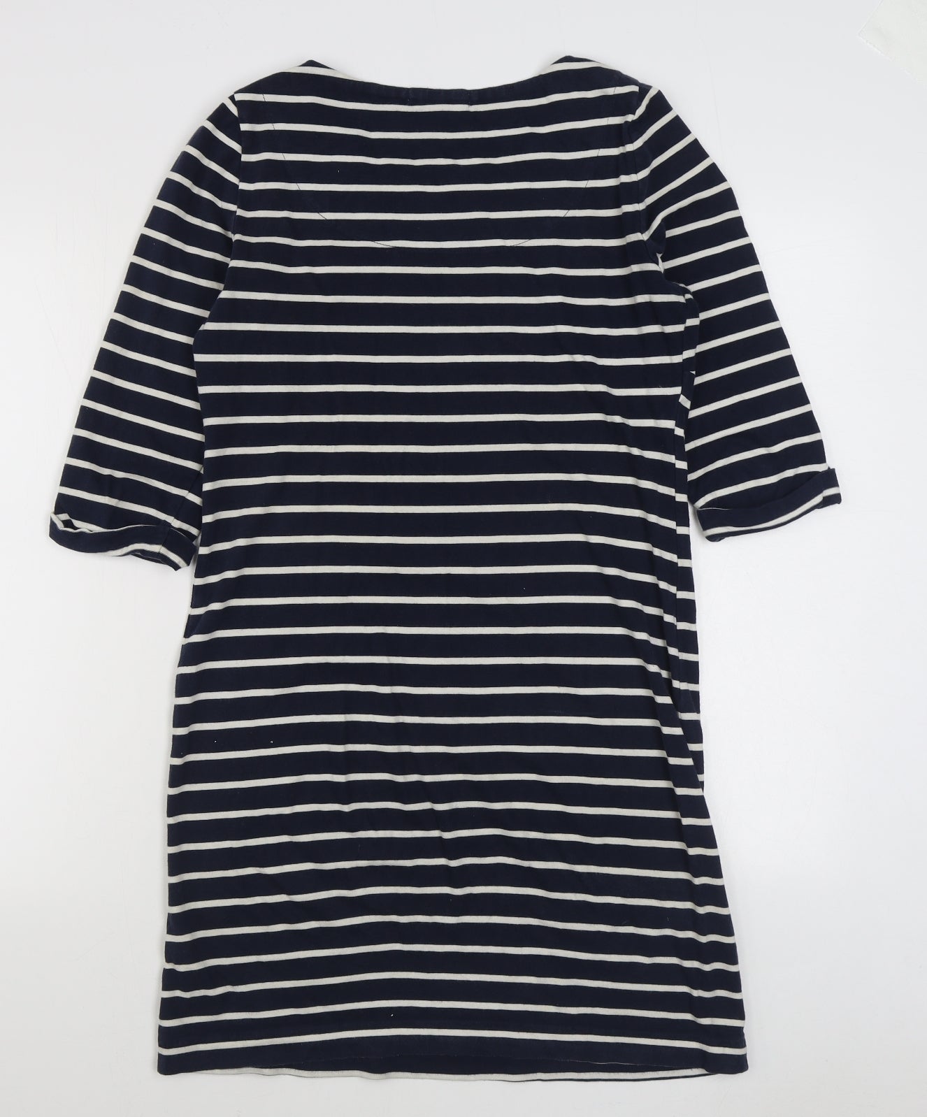 White Stuff Womens Blue Striped 100% Cotton T-Shirt Dress  Size 10  Round Neck Pullover
