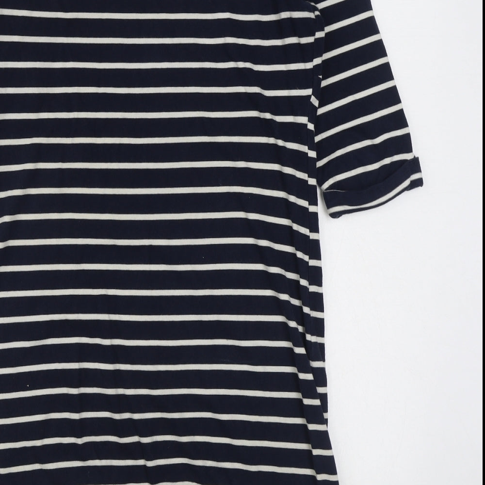 White Stuff Womens Blue Striped 100% Cotton T-Shirt Dress  Size 10  Round Neck Pullover
