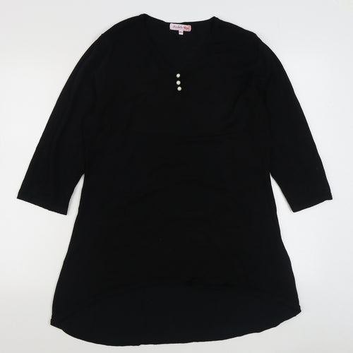 Michele Hope Womens Black  Viscose Jumper Dress  Size 10  V-Neck Pullover