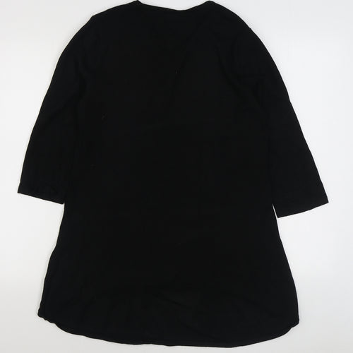 Michele Hope Womens Black  Viscose Jumper Dress  Size 10  V-Neck Pullover
