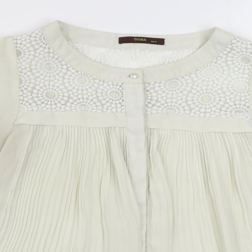 Soma Womens Beige  Polyester Basic Blouse Size S Round Neck