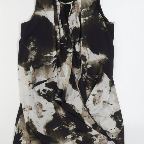 H&M Womens Black Geometric Polyester Basic Blouse Size 8 Boat Neck