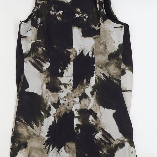 H&M Womens Black Geometric Polyester Basic Blouse Size 8 Boat Neck