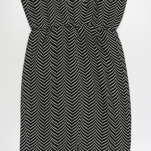 NEXT Womens Black Herringbone Polyester Sheath  Size 8  V-Neck Pullover