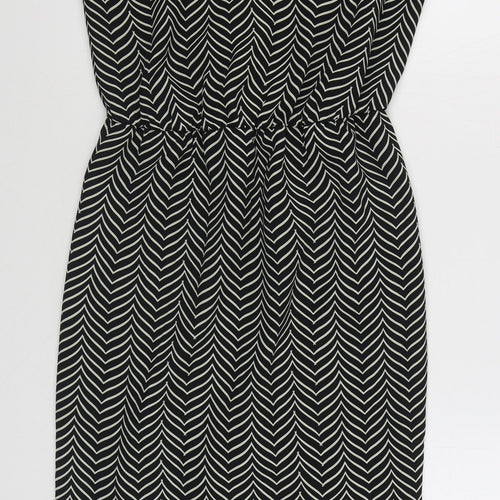 NEXT Womens Black Herringbone Polyester Sheath  Size 8  V-Neck Pullover