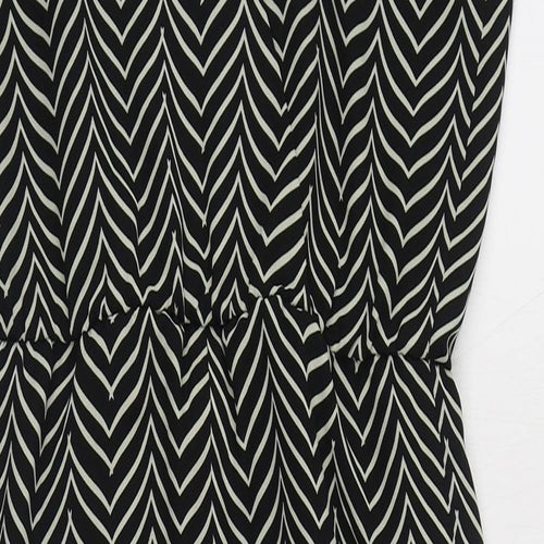 NEXT Womens Black Herringbone Polyester Sheath  Size 8  V-Neck Pullover