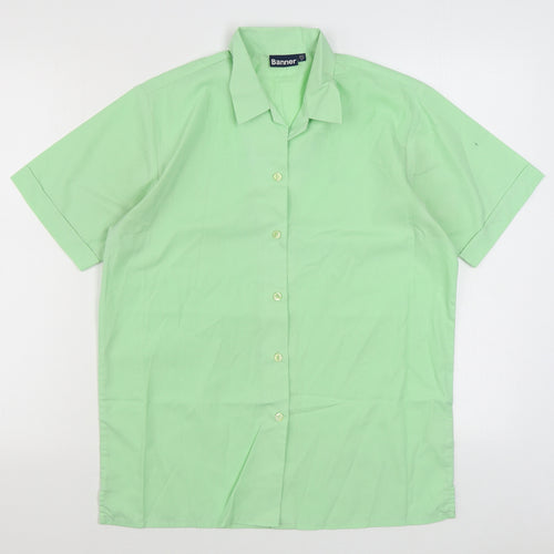 Banner Mens Green  Cotton  Polo Size M Collared Button