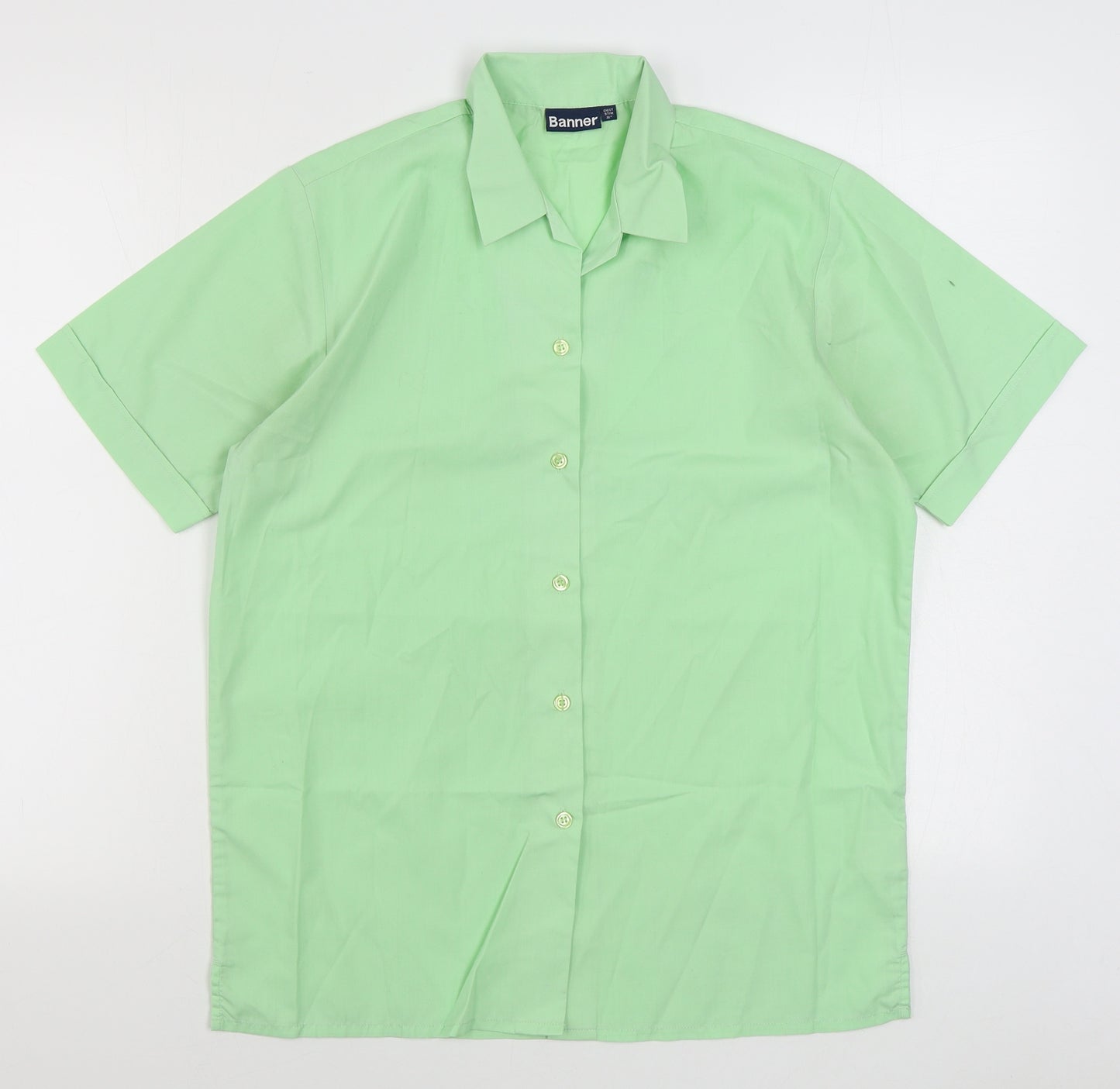 Banner Mens Green  Cotton  Polo Size M Collared Button