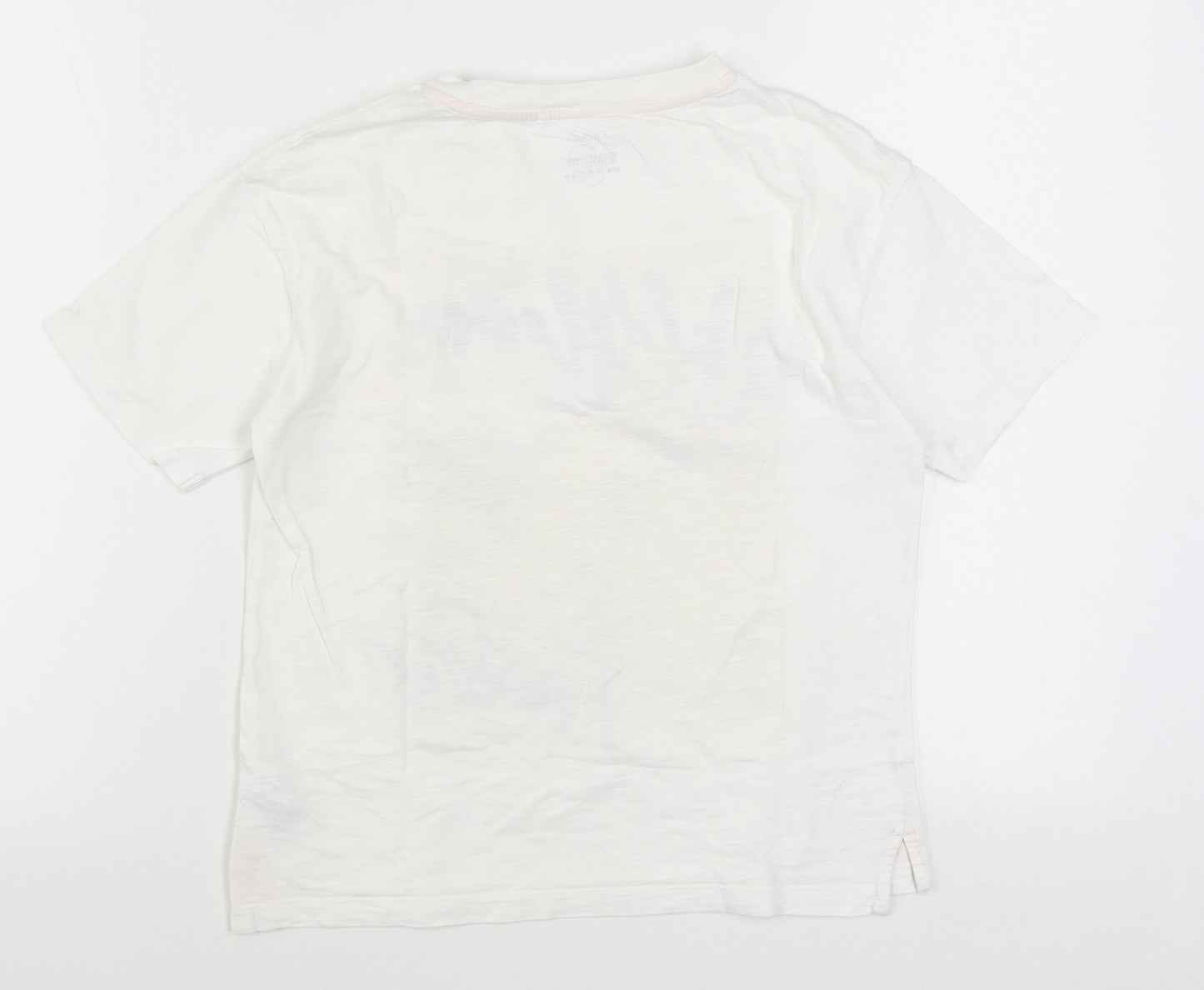 NEXT Girls White  100% Cotton Basic T-Shirt Size 9 Years Round Neck Pullover