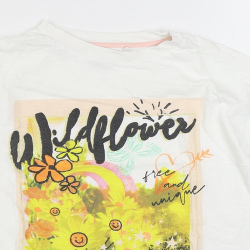 NEXT Girls White  100% Cotton Basic T-Shirt Size 9 Years Round Neck Pullover