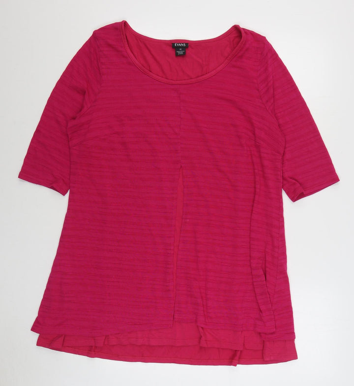 Evans Womens Pink Polyester Jumper Dress Size 16 Scoop Neck Pullover