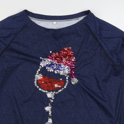 Preworn Womens Blue  Polyester Pullover Sweatshirt Size L  Pullover