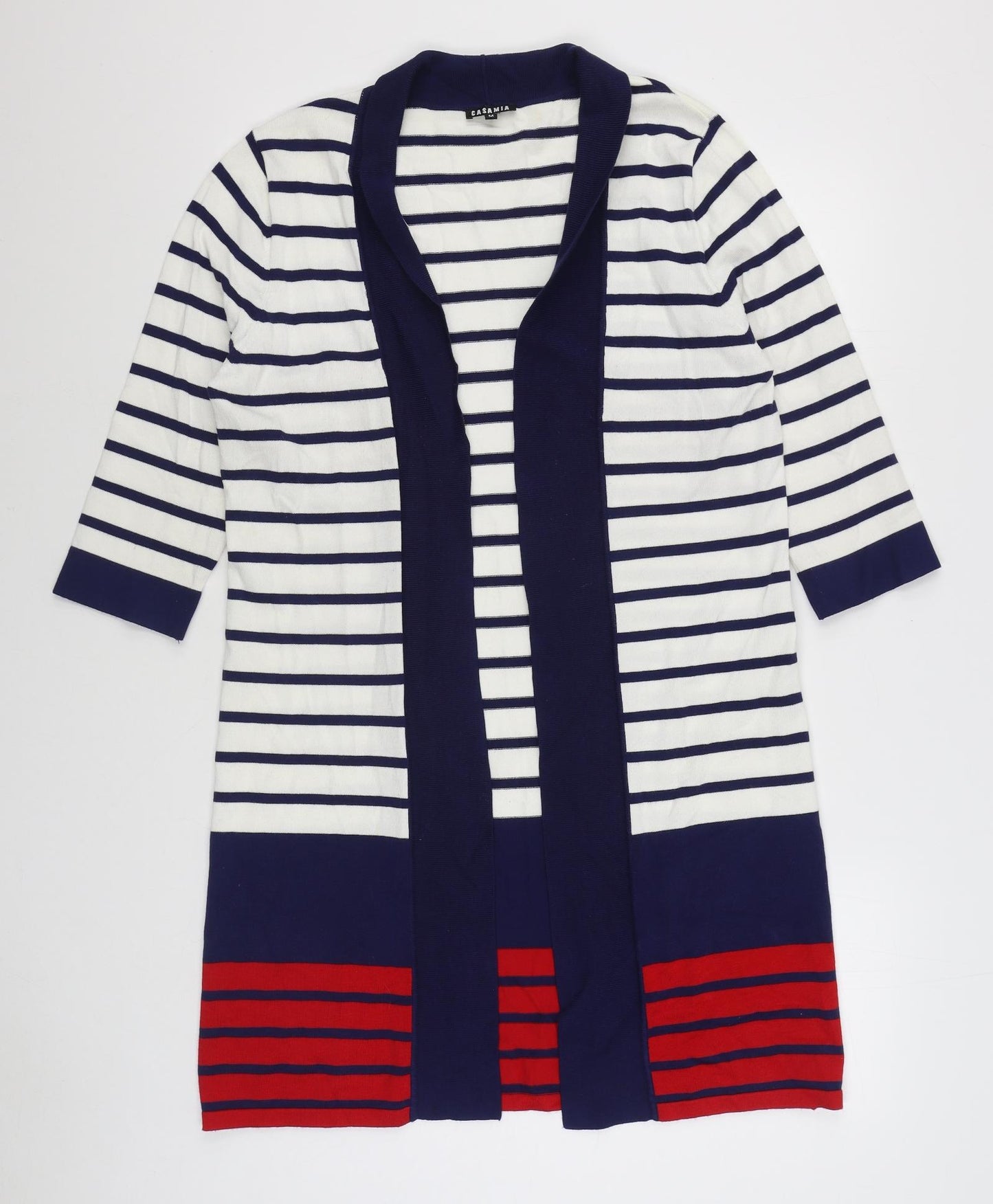 Casamia Womens Multicoloured V-Neck Striped Viscose Cardigan Jumper Size M