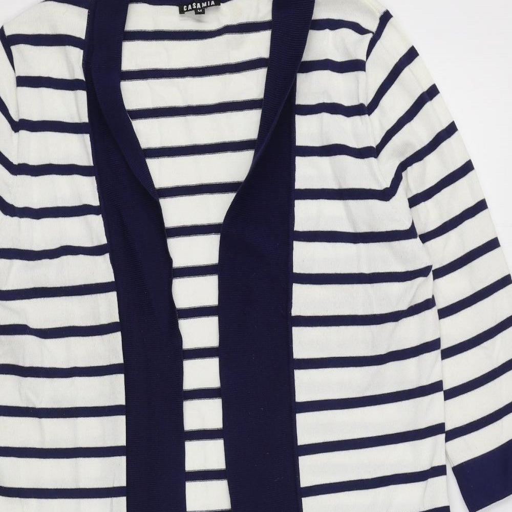 Casamia Womens Multicoloured V-Neck Striped Viscose Cardigan Jumper Size M