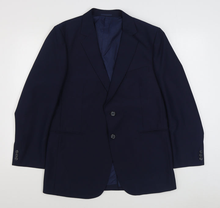 Preworn Mens Blue  Polyester Jacket Suit Jacket Size 42