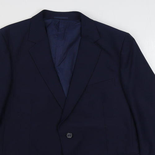 Preworn Mens Blue  Polyester Jacket Suit Jacket Size 42