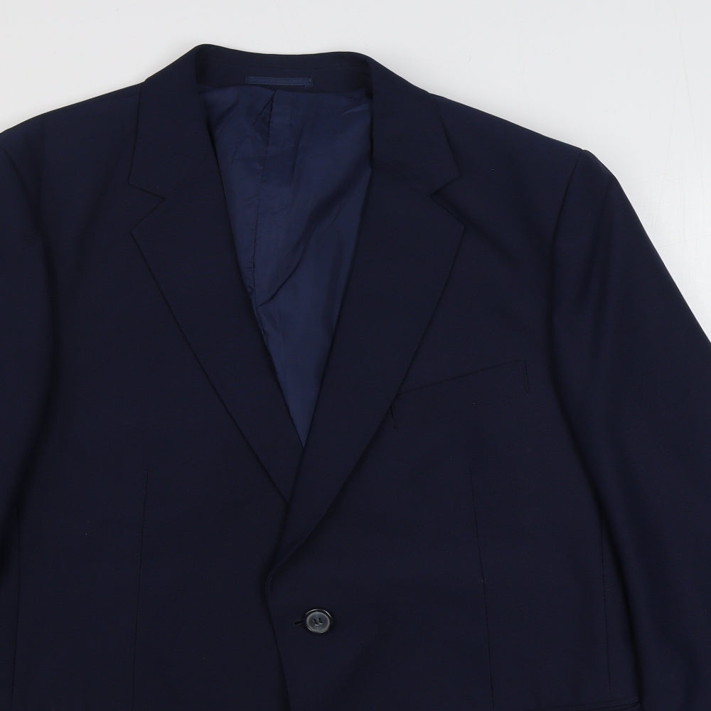 Preworn Mens Blue  Polyester Jacket Suit Jacket Size 42