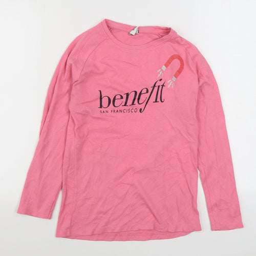 Benefit Womens Pink  Cotton Pullover Sweatshirt Size 10  Pullover