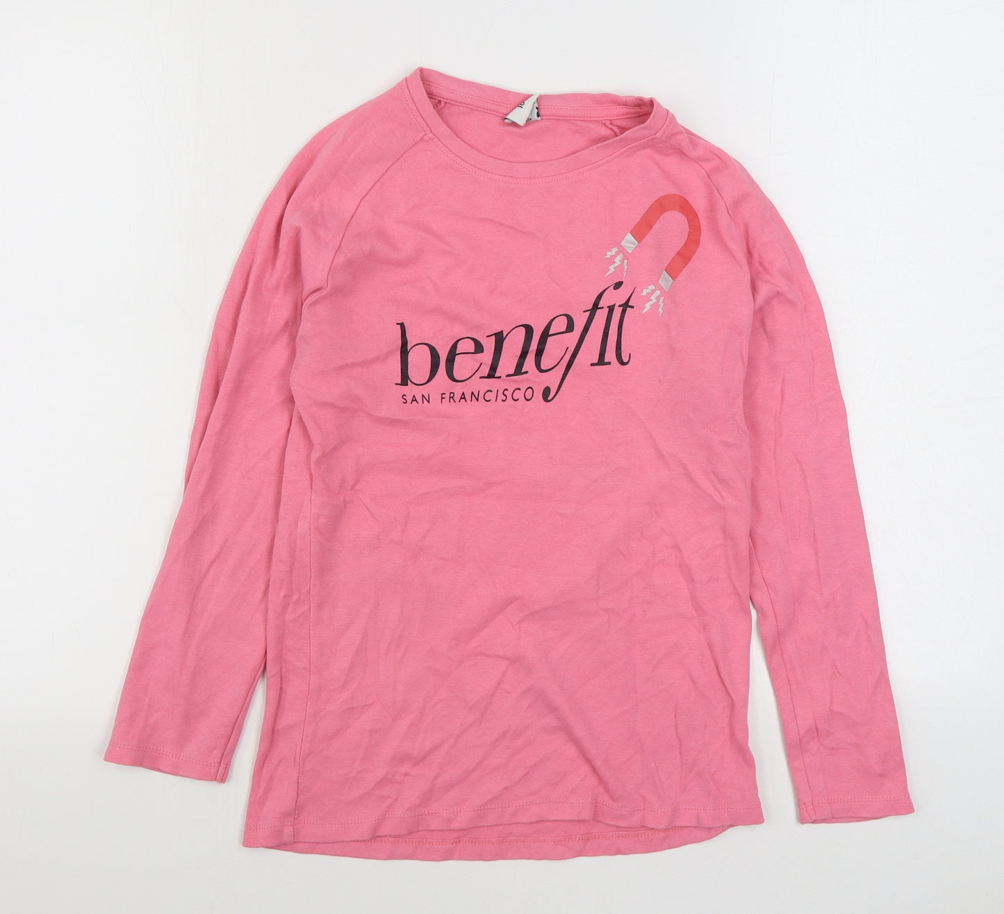 Benefit Womens Pink  Cotton Pullover Sweatshirt Size 10  Pullover