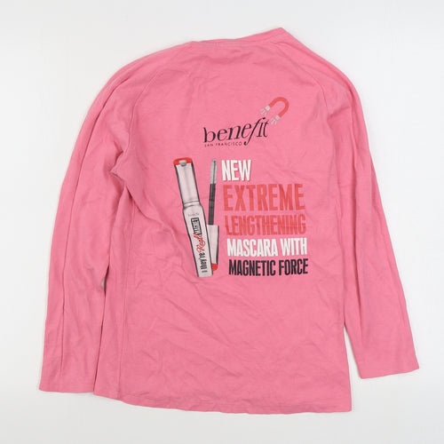 Benefit Womens Pink  Cotton Pullover Sweatshirt Size 10  Pullover
