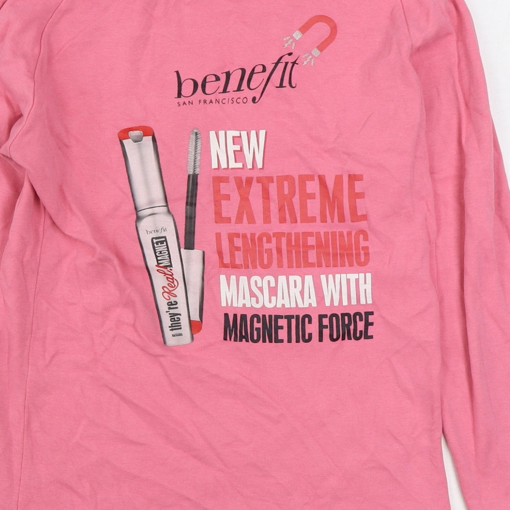 Benefit Womens Pink  Cotton Pullover Sweatshirt Size 10  Pullover