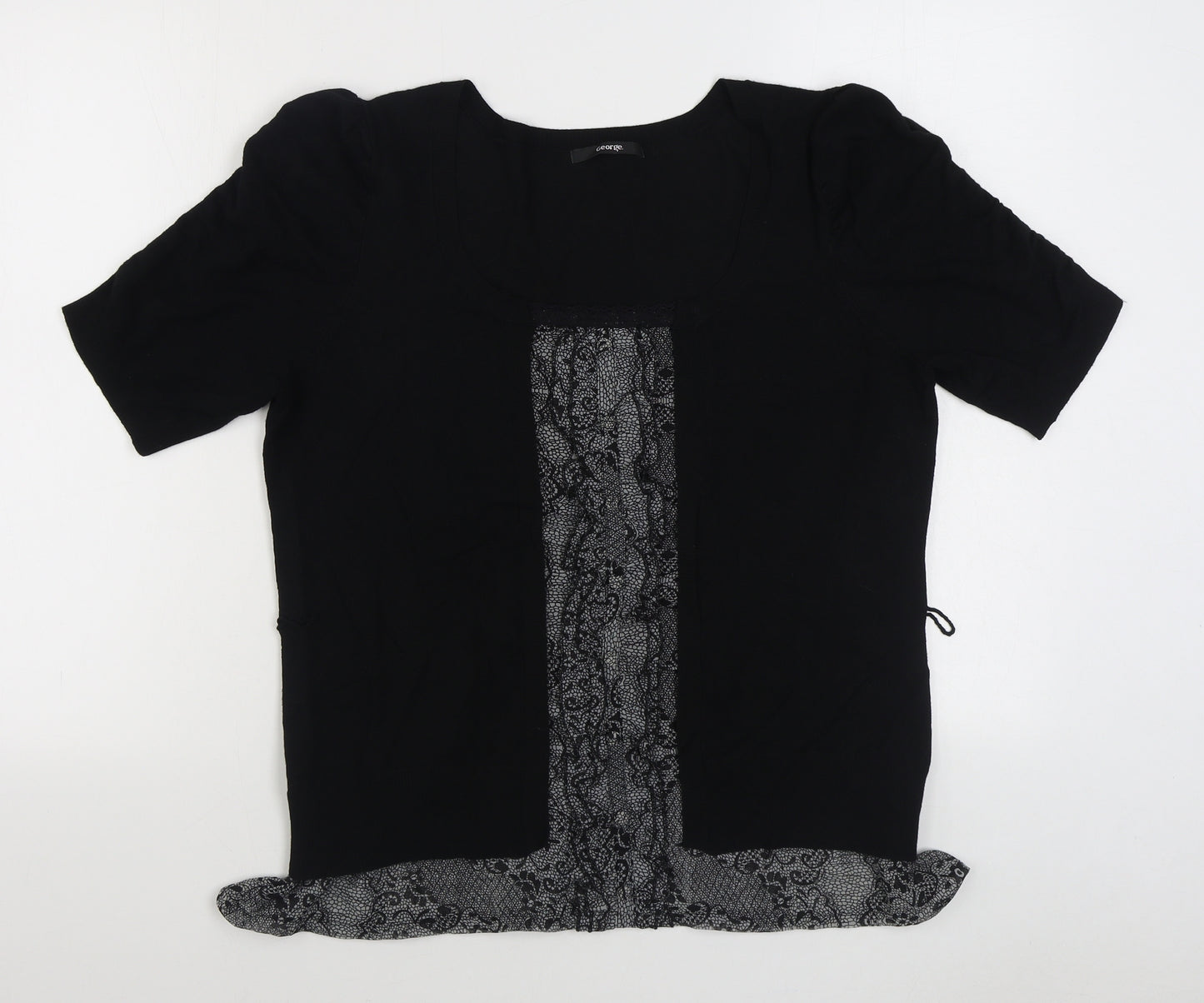George Womens Black Scoop Neck  Viscose Pullover Jumper Size 18