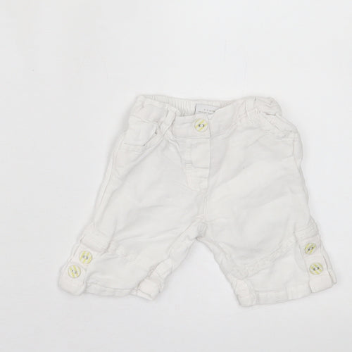 NEXT Girls White  Cotton Cropped Trousers Size 3-6 Months  Button