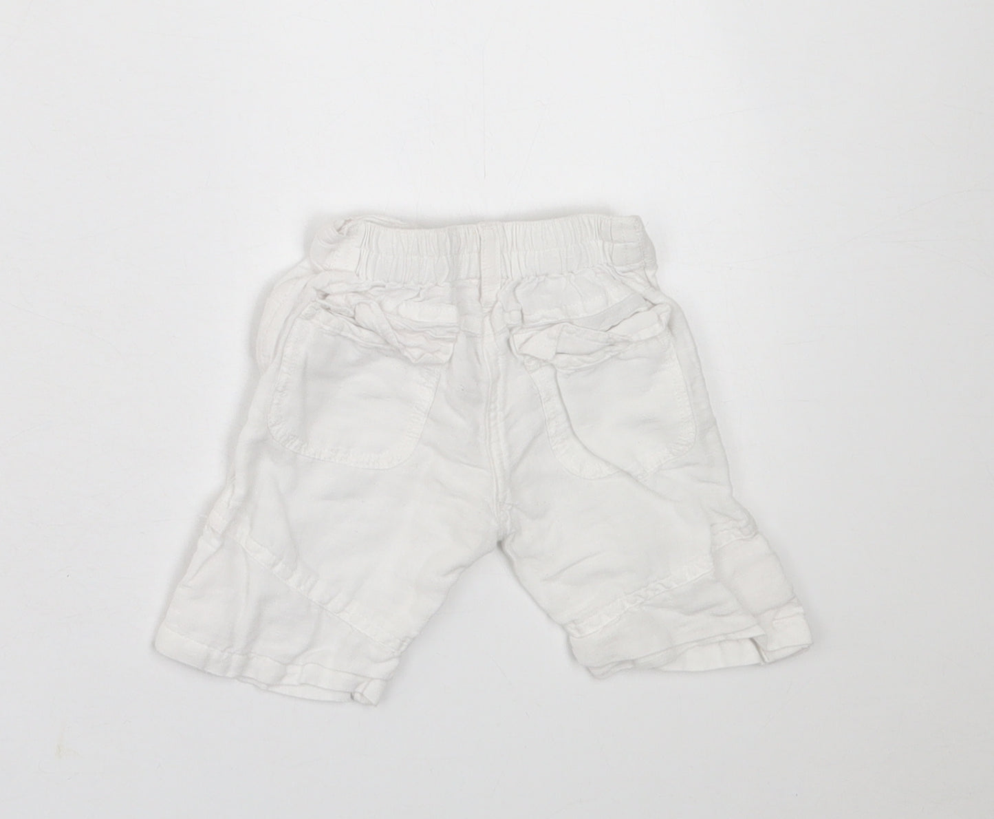 NEXT Girls White  Cotton Cropped Trousers Size 3-6 Months  Button